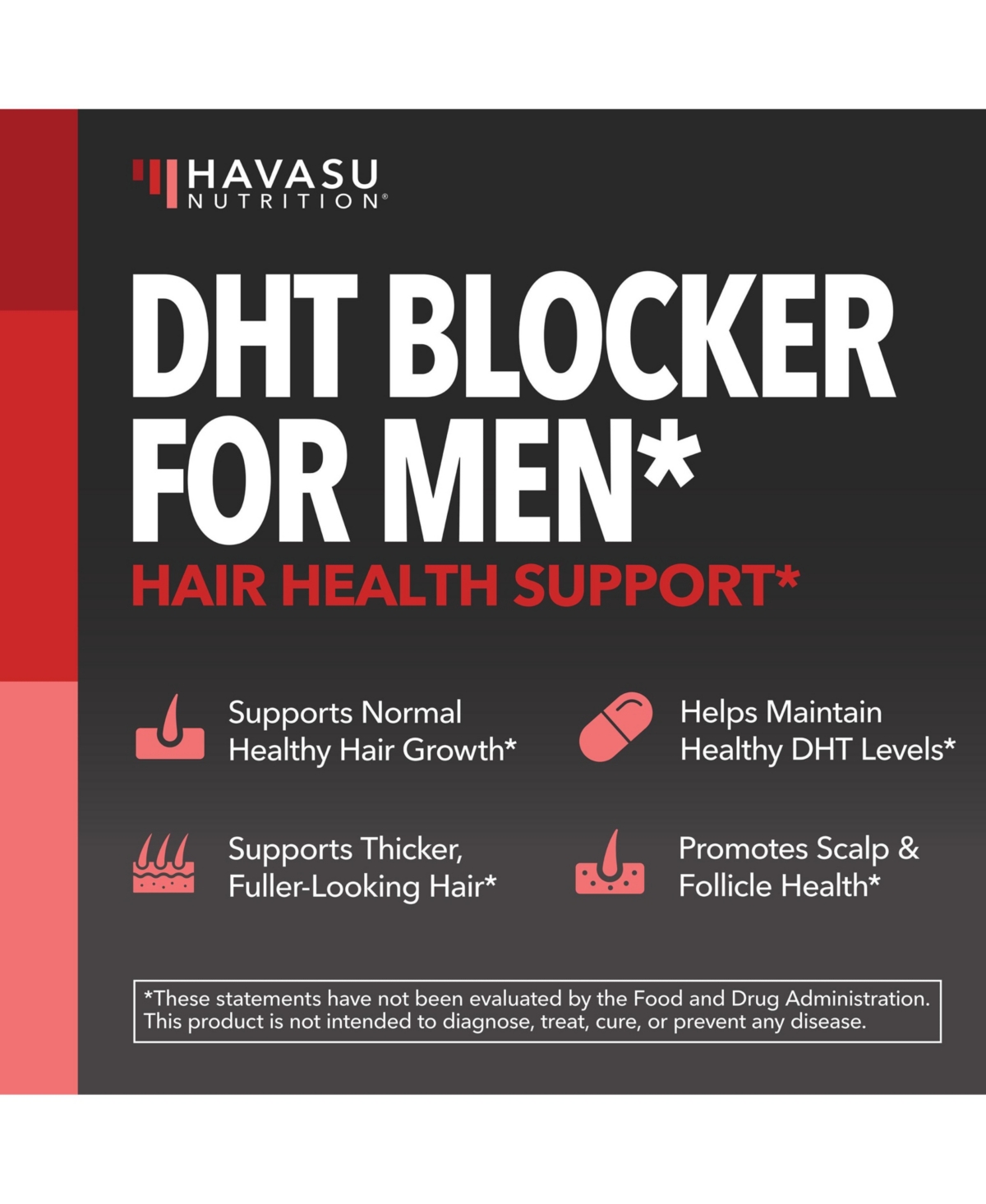 Havasu Nutrition Dht Blocker for Men with Biotin 10000mcg Saw Palmetto and Msm Hair Support, 30 Servings