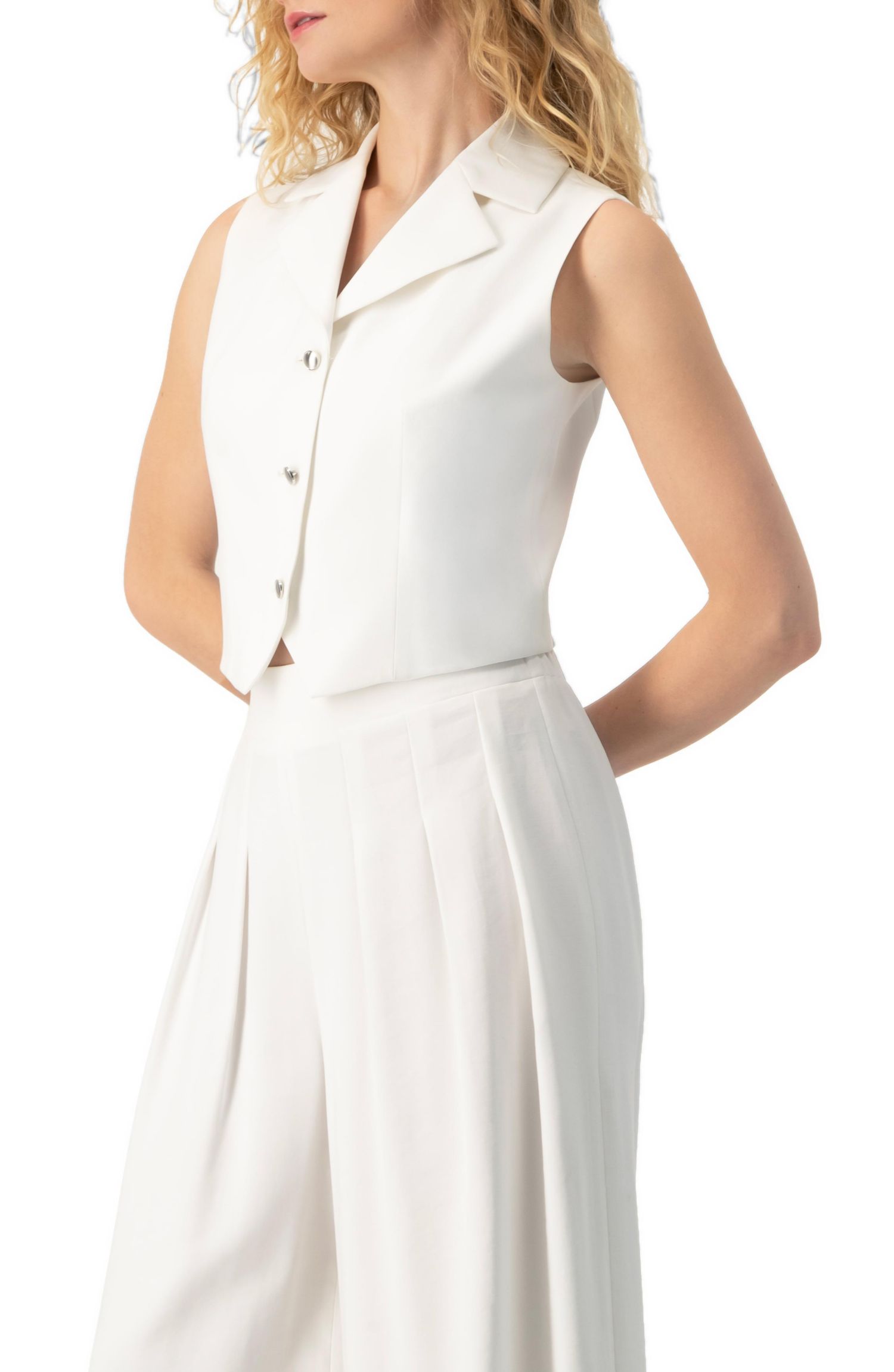 Women's Tailored Sleeveless Crop Blazer Vest