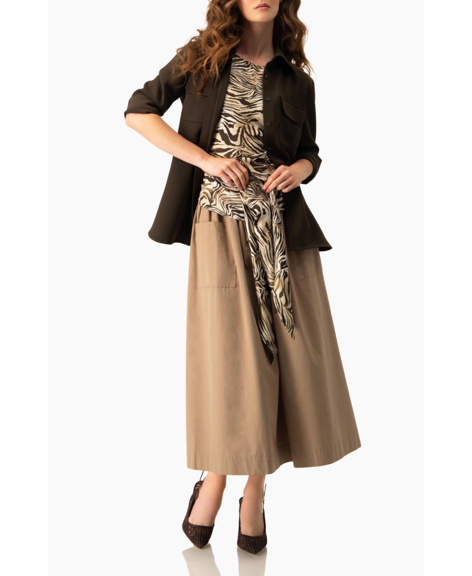 Women's Sleeveless Tie-Waist Blouse in Zebra Print, Sash-Front Top