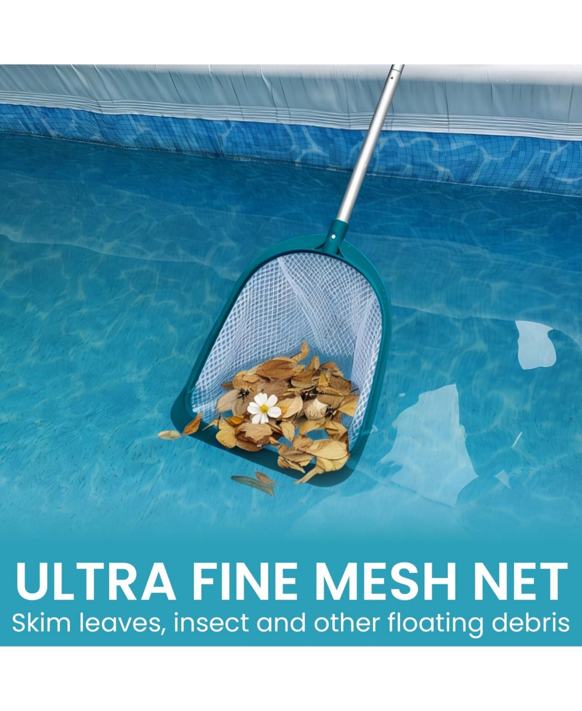 Xdovet Pool Skimmer Net With Pole Fine Mesh Leaf Debris Removal