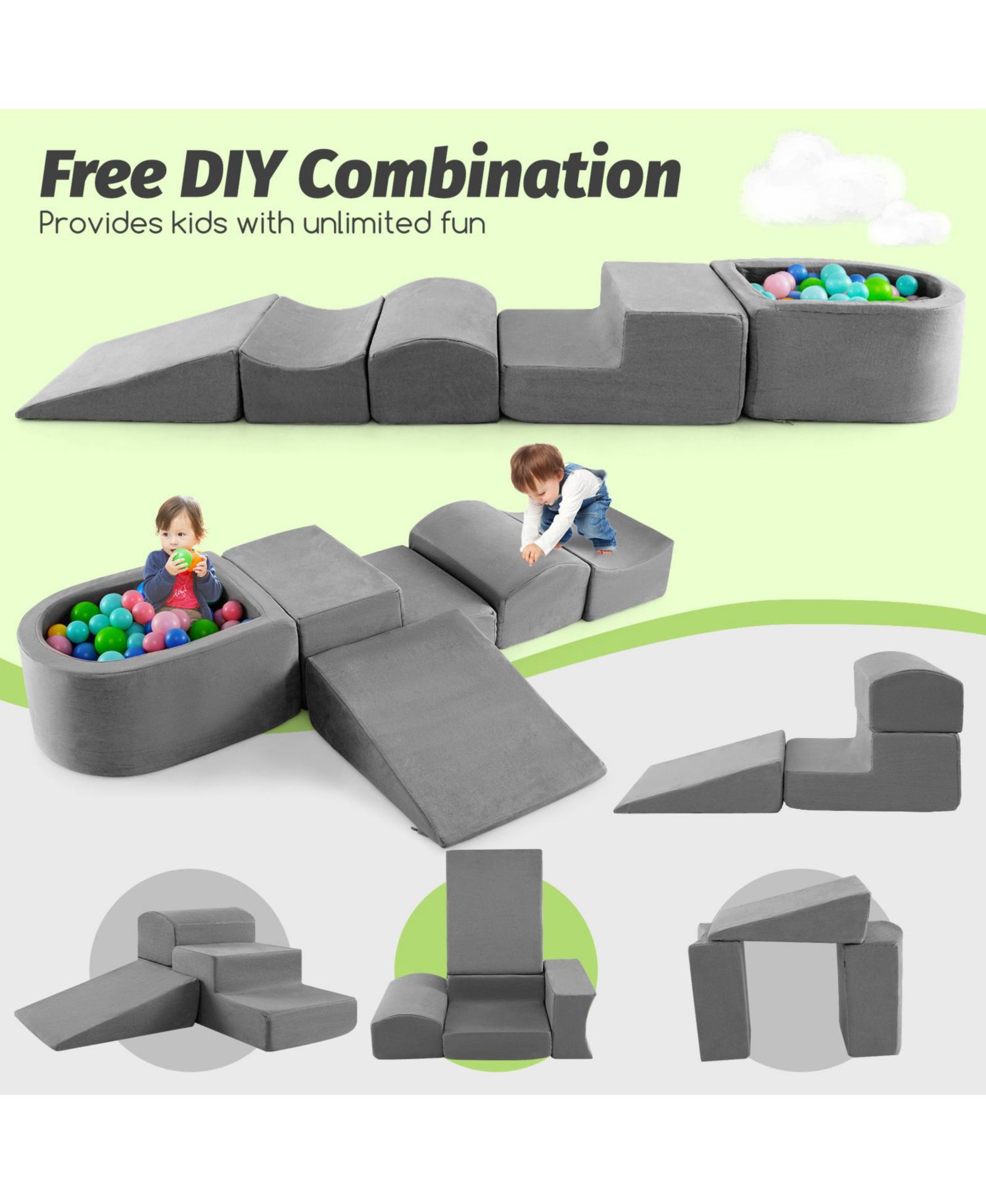 Kids 5-Piece Climb and Crawl Foam Play Set with Ball Pit