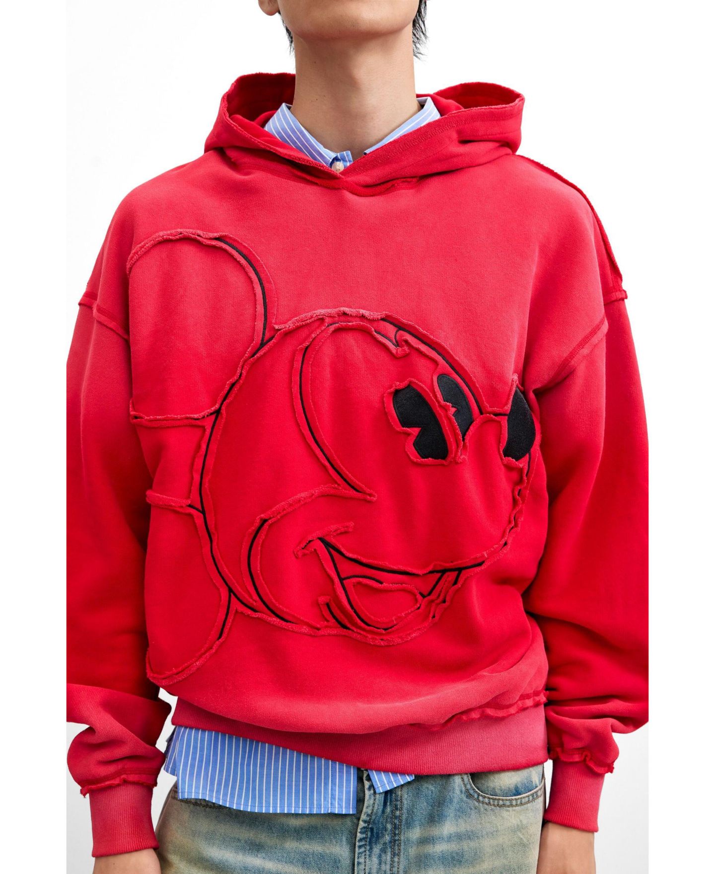 Мужские толстовки Desigual Embroidered Mickey, цвет: Яркий красный — фото 3