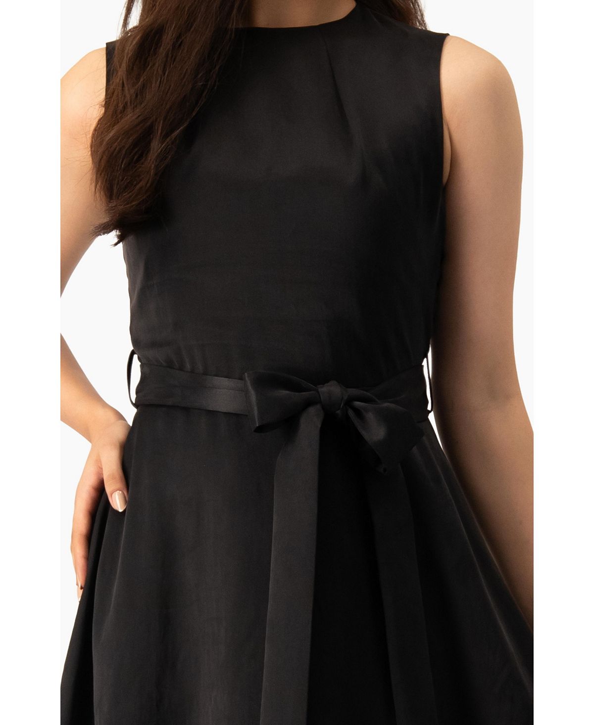 Ivonne Women's Sleeveless Tie-Waist A-Line Midi Fit-and-Flare Dress with Sash Belt view 5 — MAYCSS fashion products