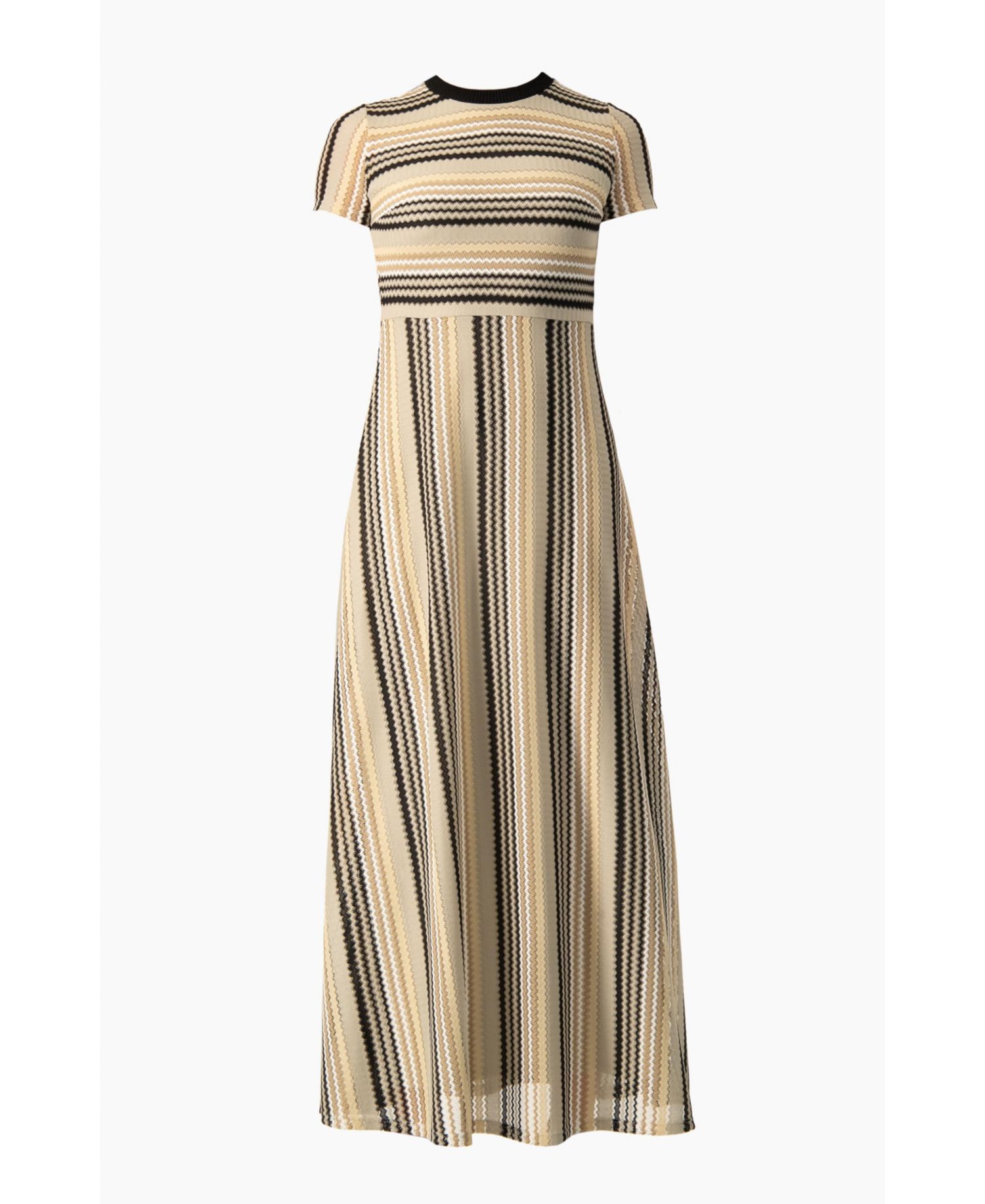 Women's Chevron Stripe Crochet Knit Maxi Dress