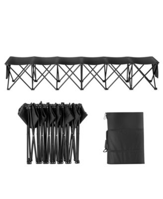 Folding Chair Sports 6 Seat Team Bench with Sidebag and Carrybag No Backrest