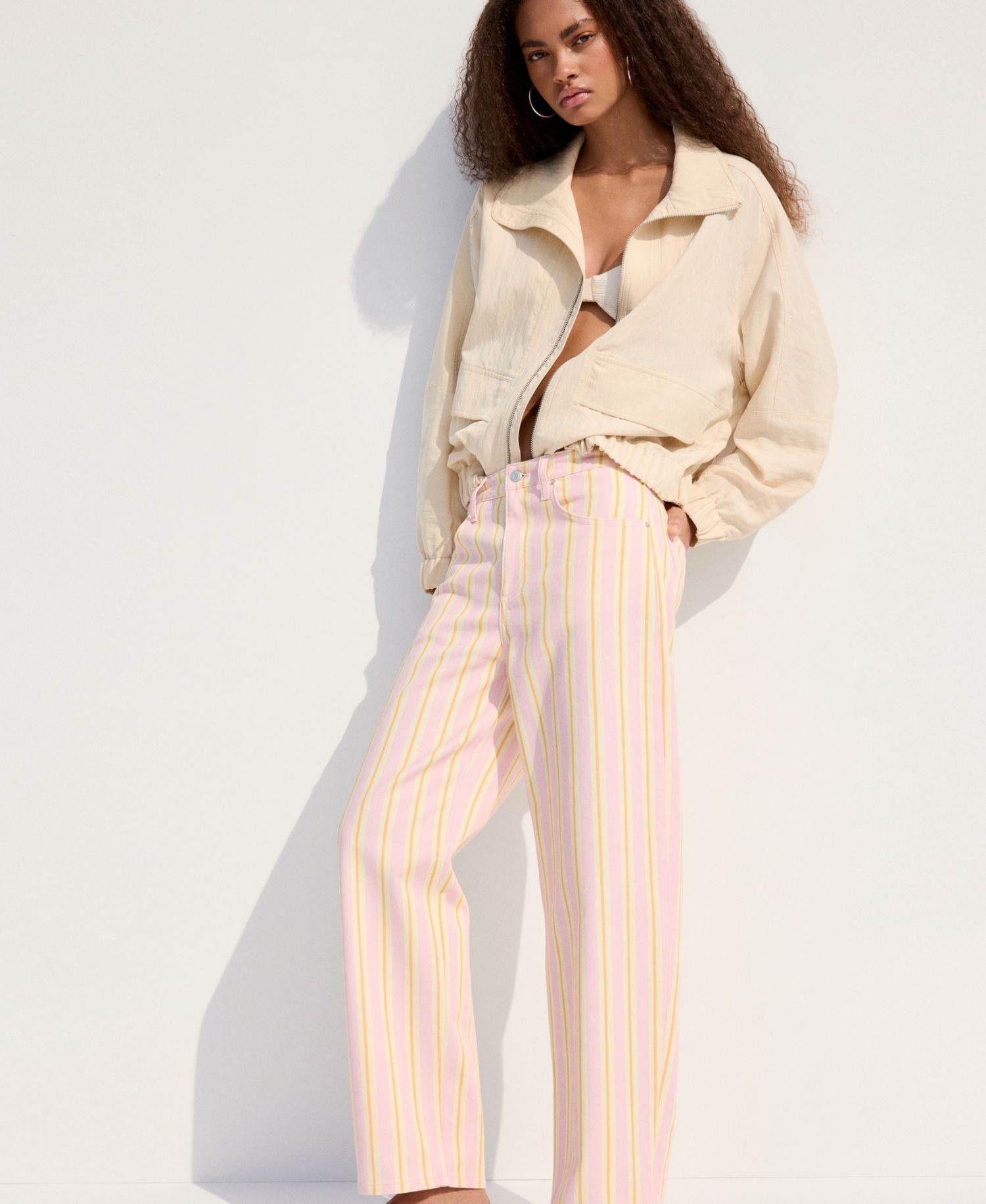Women's Striped Balloon Jeans