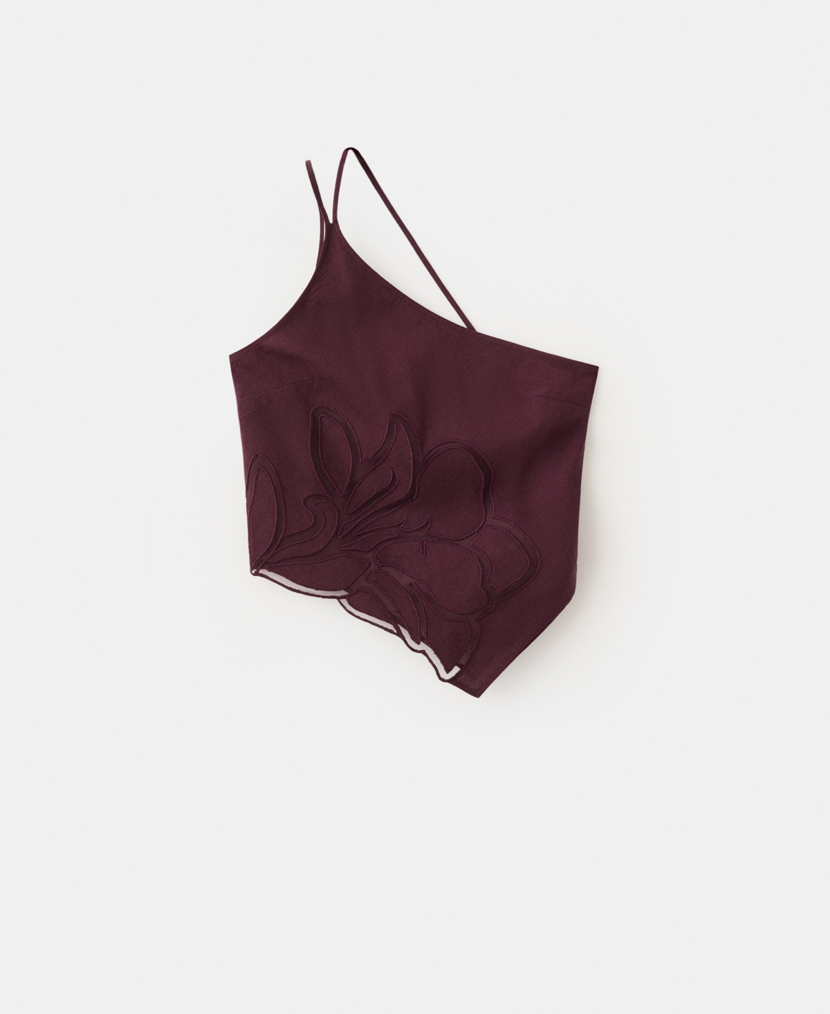 Mango Women's Asymmetrical Floral Embroidered Top