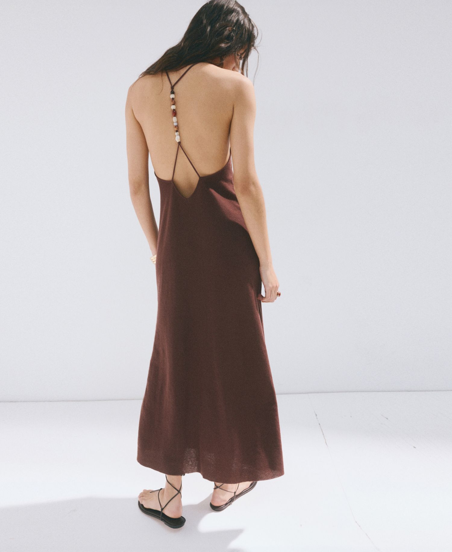 Women's Beads Knit V-Neck Dress