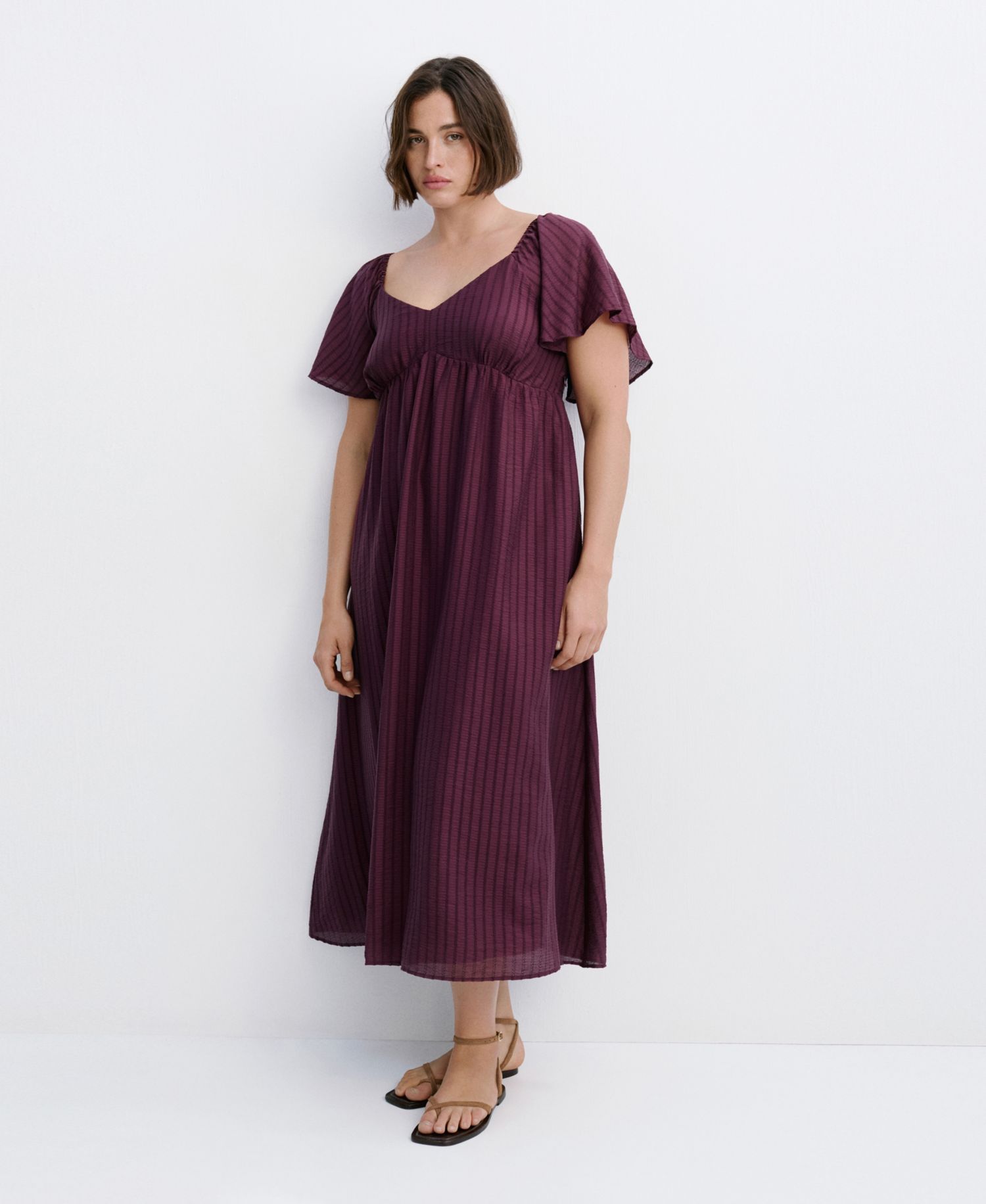 Women's Gathered Detail Textured Dress