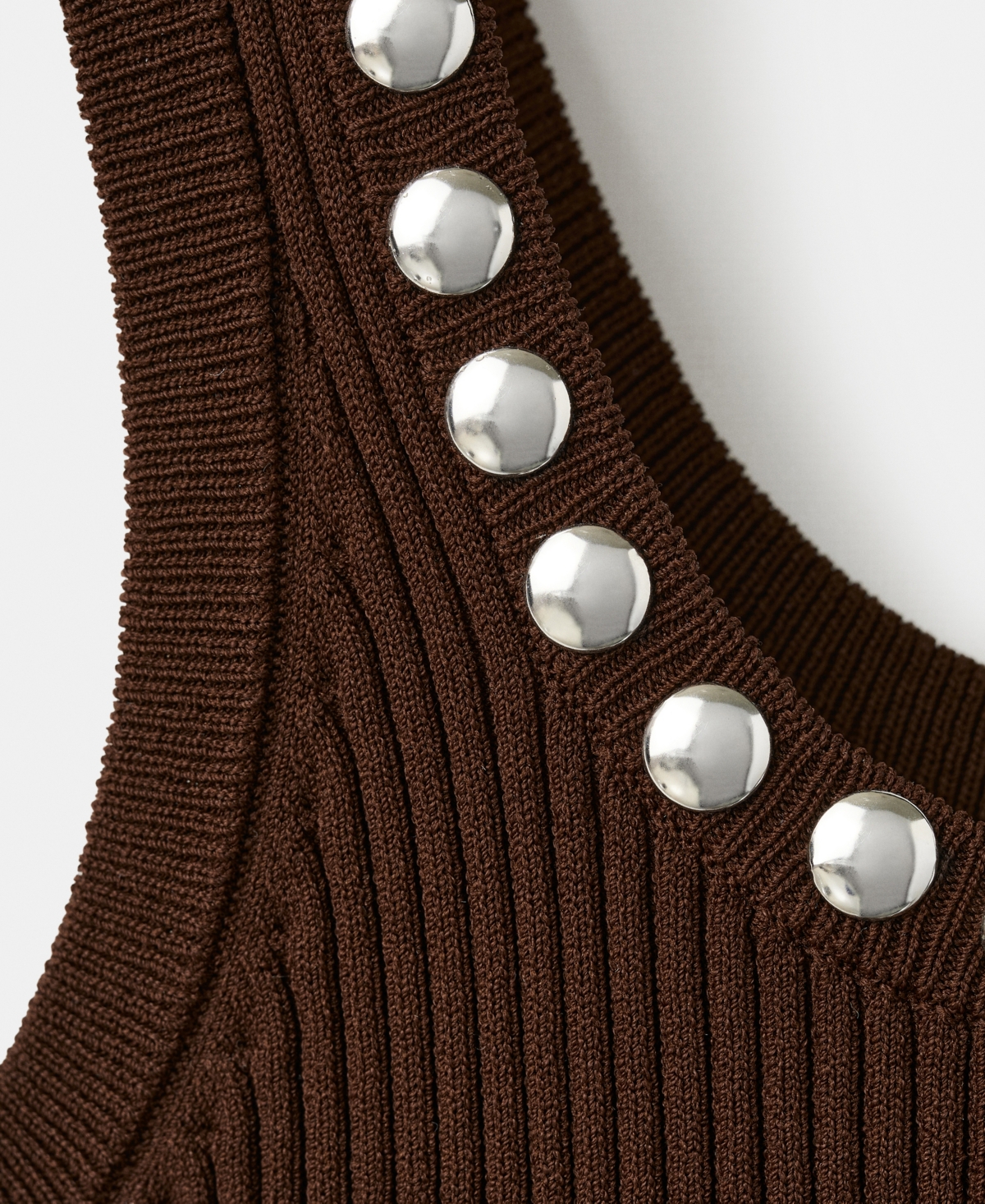 Mango Women's Studs Ribbed Top