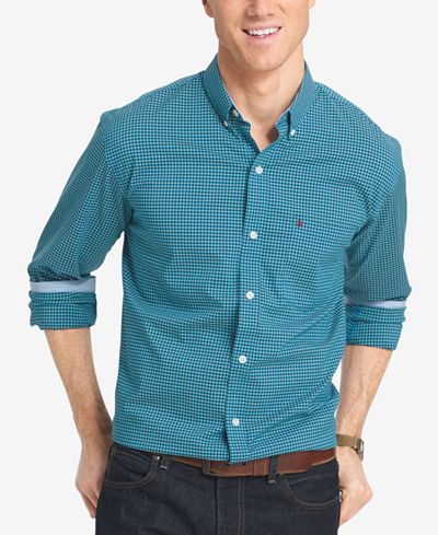 Izod Men S Big And Tall Gingham Long Sleeve Shirt Tall Mens