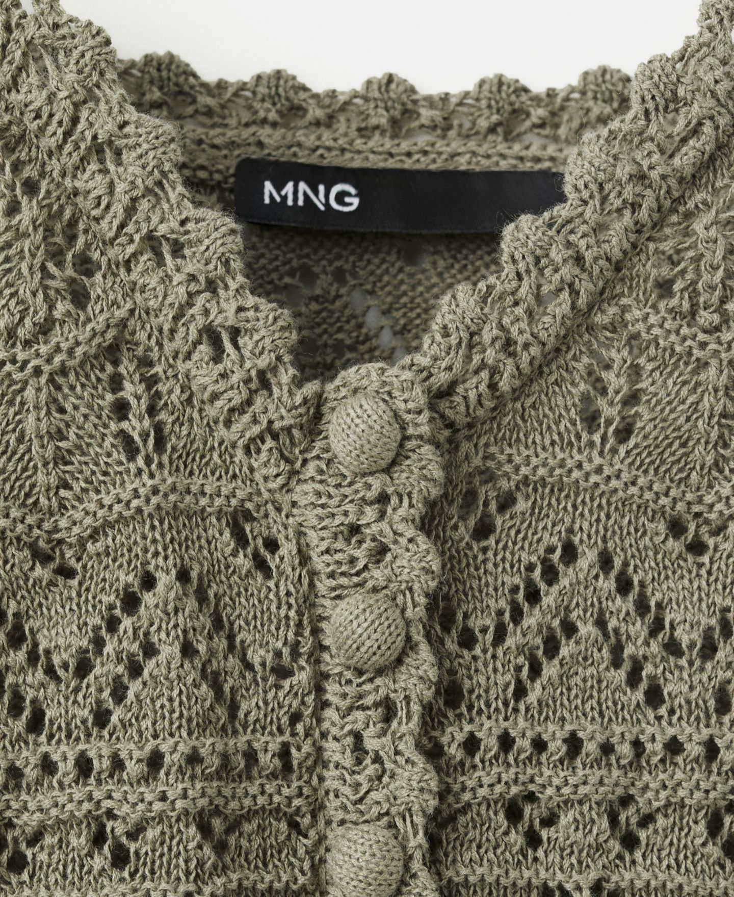 Женский топ Mango Buttons Open-Knit, цвет: Бежевый / Хаки — фото 3