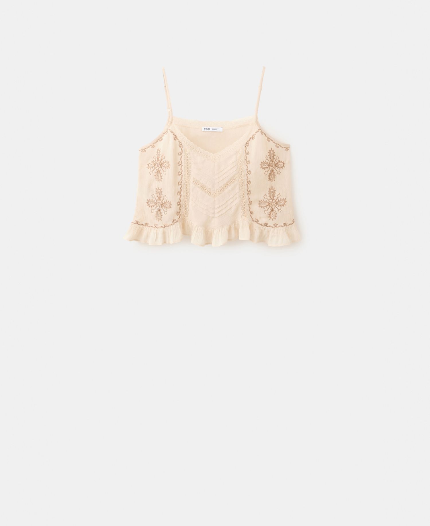 Women's Embroidered Details Crinkled Top