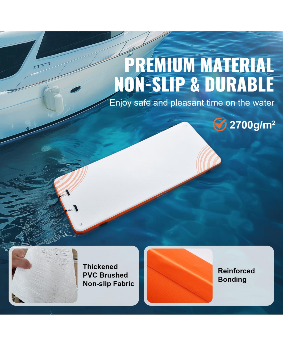 Vevor Inflatable Floating Dock 15x6FT Inflatable Dock Platform Mat with Ladder