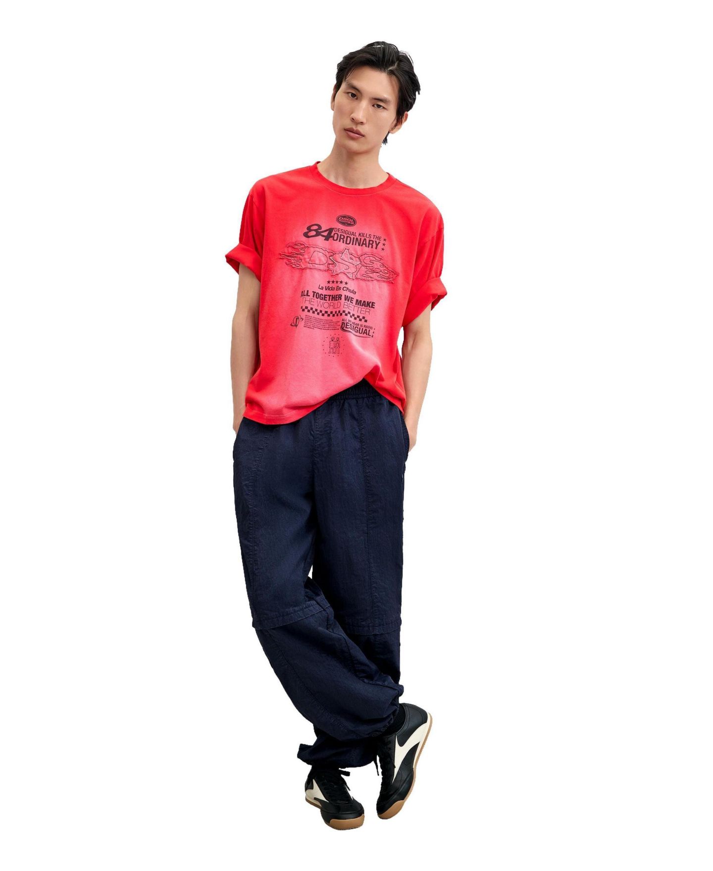 Мужская футболка Desigual Gradient printed, цвет: Оранжевый красный — фото 2