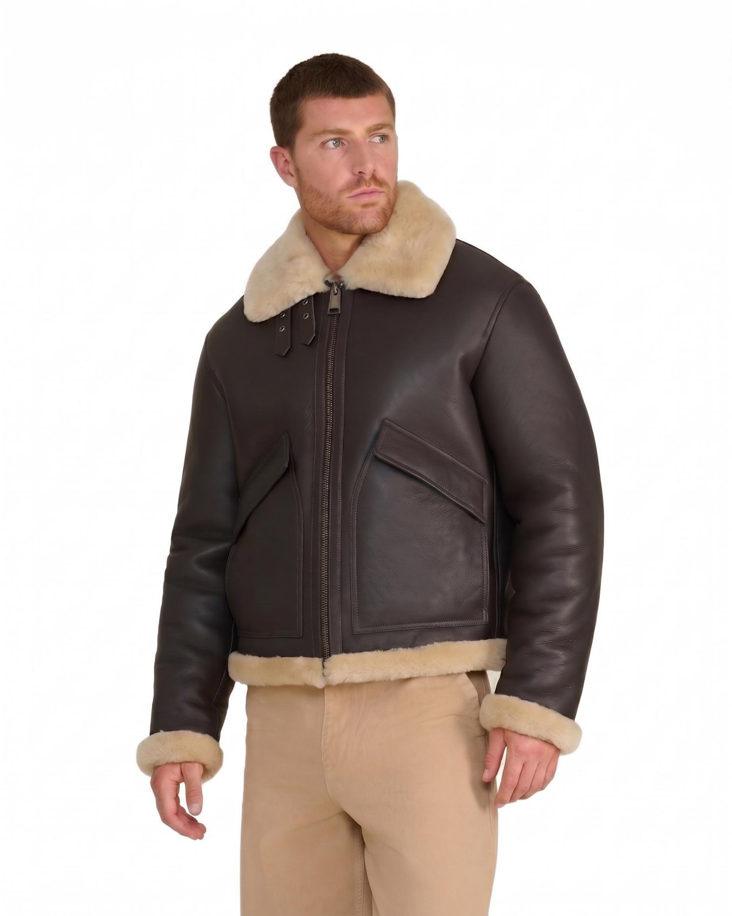 Men's Hudson Brown Leather Shearling Jacket