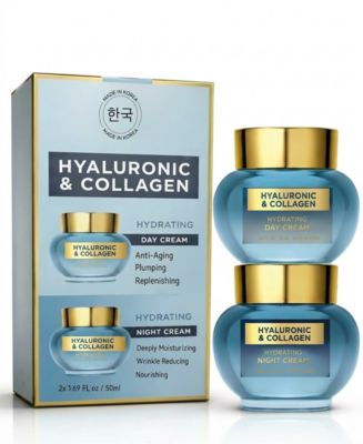 Korean Skincare Hyaluronic Collagen Day and Night Cream Set -Brightening and Hydration for Face