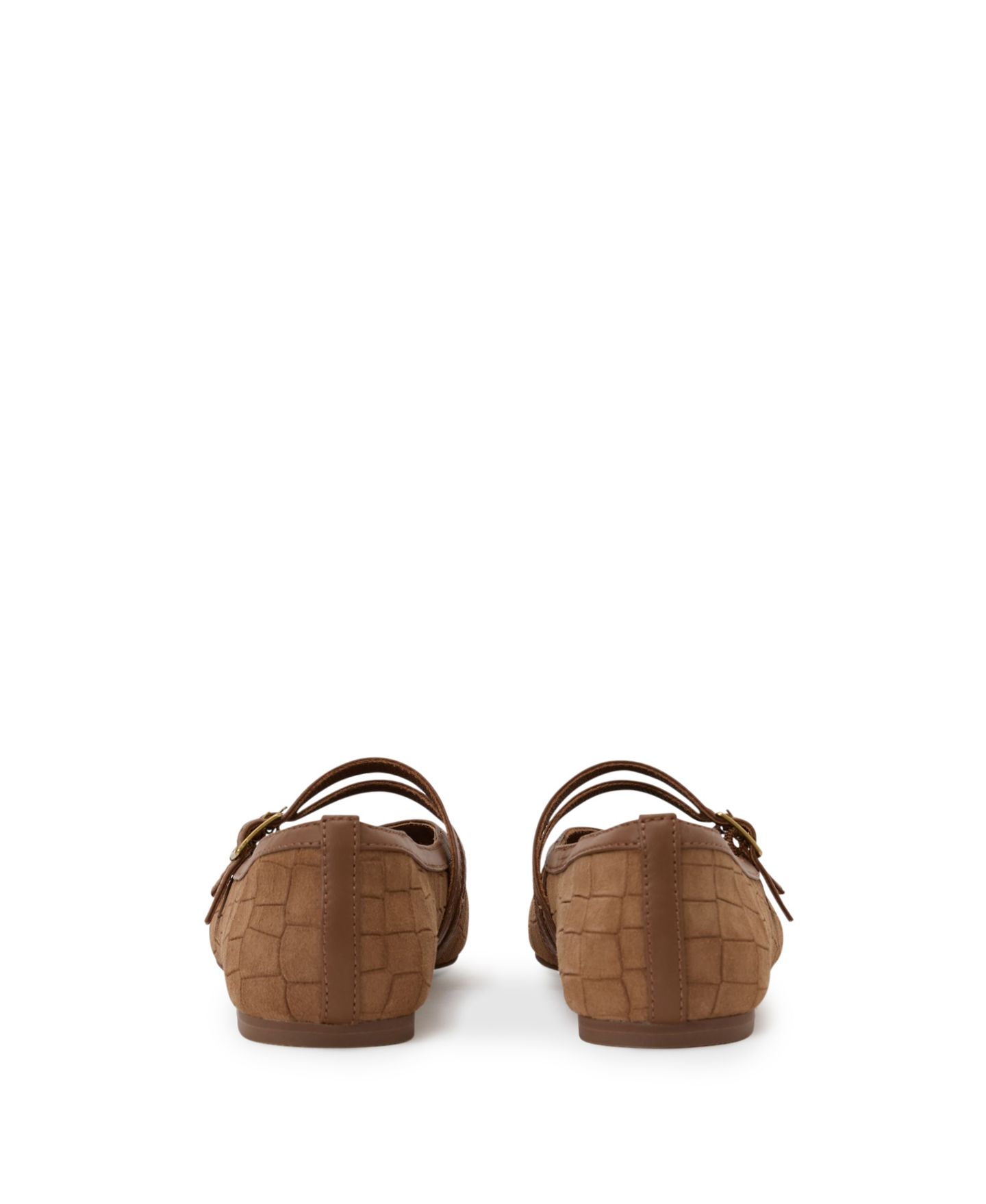 Женские балетки REISS Eliza Croc-Embossed Suede Ballet Flats, цвет: Рыжевато-коричневый — фото 2