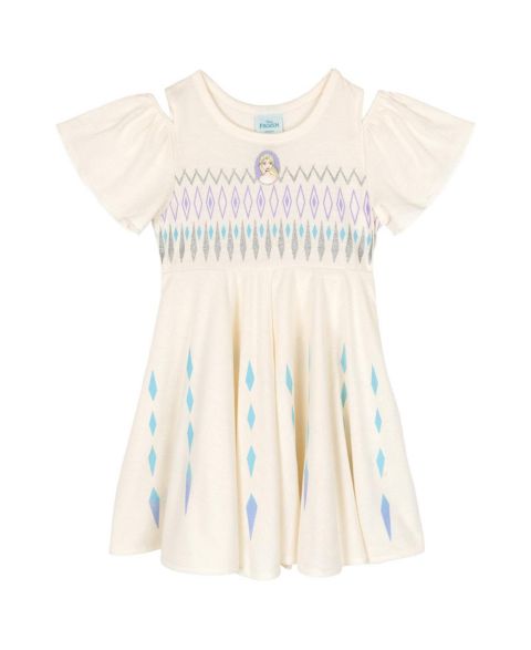 Платье Frozen Queen Elsa Cosplay Short Sleeve Dress для девочек, цвет: Слоновая кость