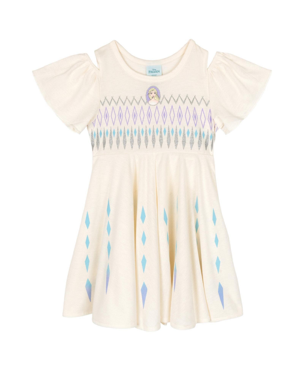 Frozen Queen Elsa Girls' Cosplay Short Sleeve Dress - Ivory elsa