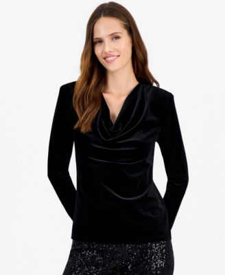 Women's Cowl-Neck Velour Blouse