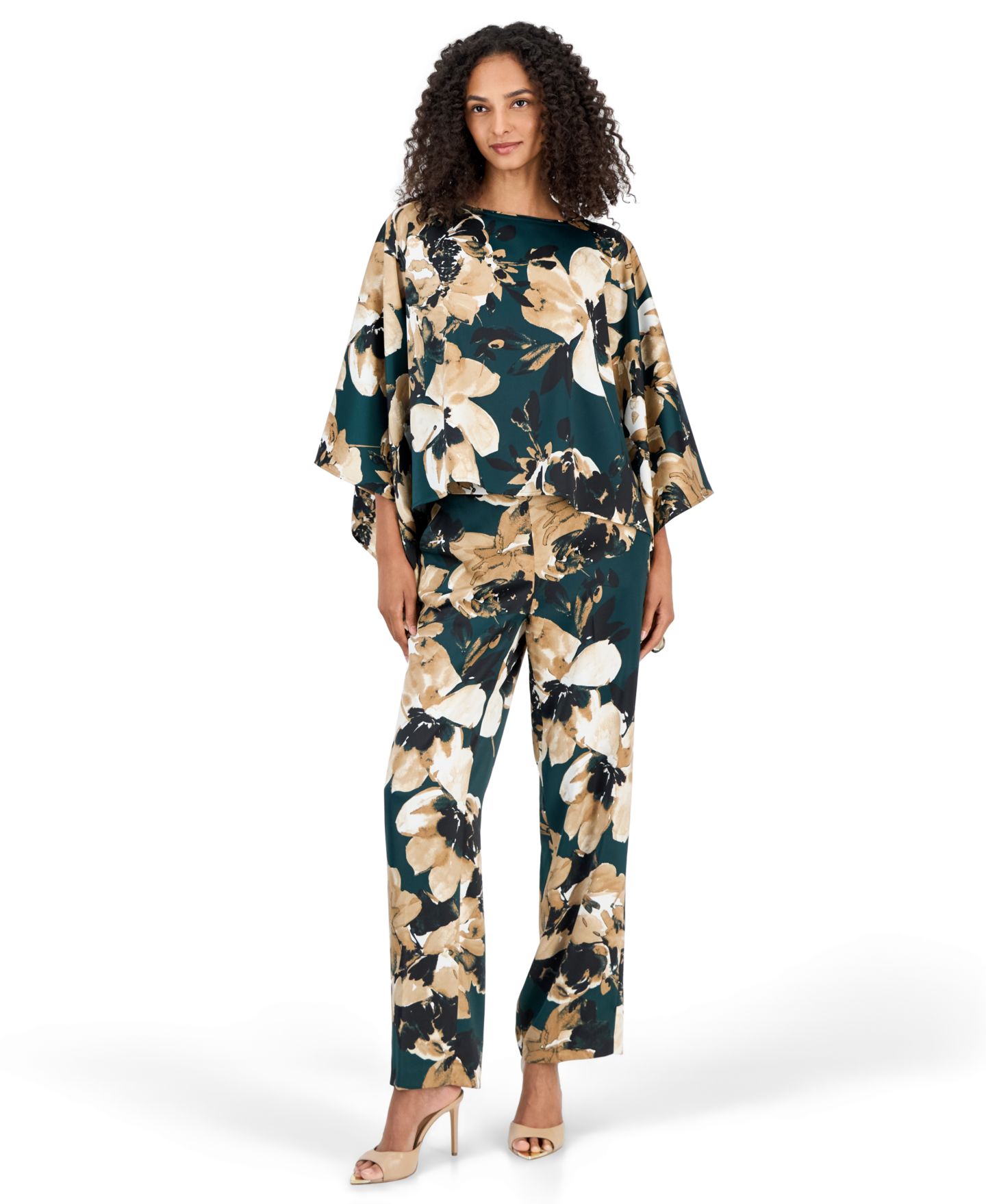 Женская блузка Anne Klein Bateau Neck Dolman Sleeve Cape, цвет: Сосновый тёмно-зелёный разноцветный — фото 4
