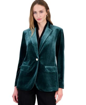 Women's Velvet One-Button Notch-Collar Jacket