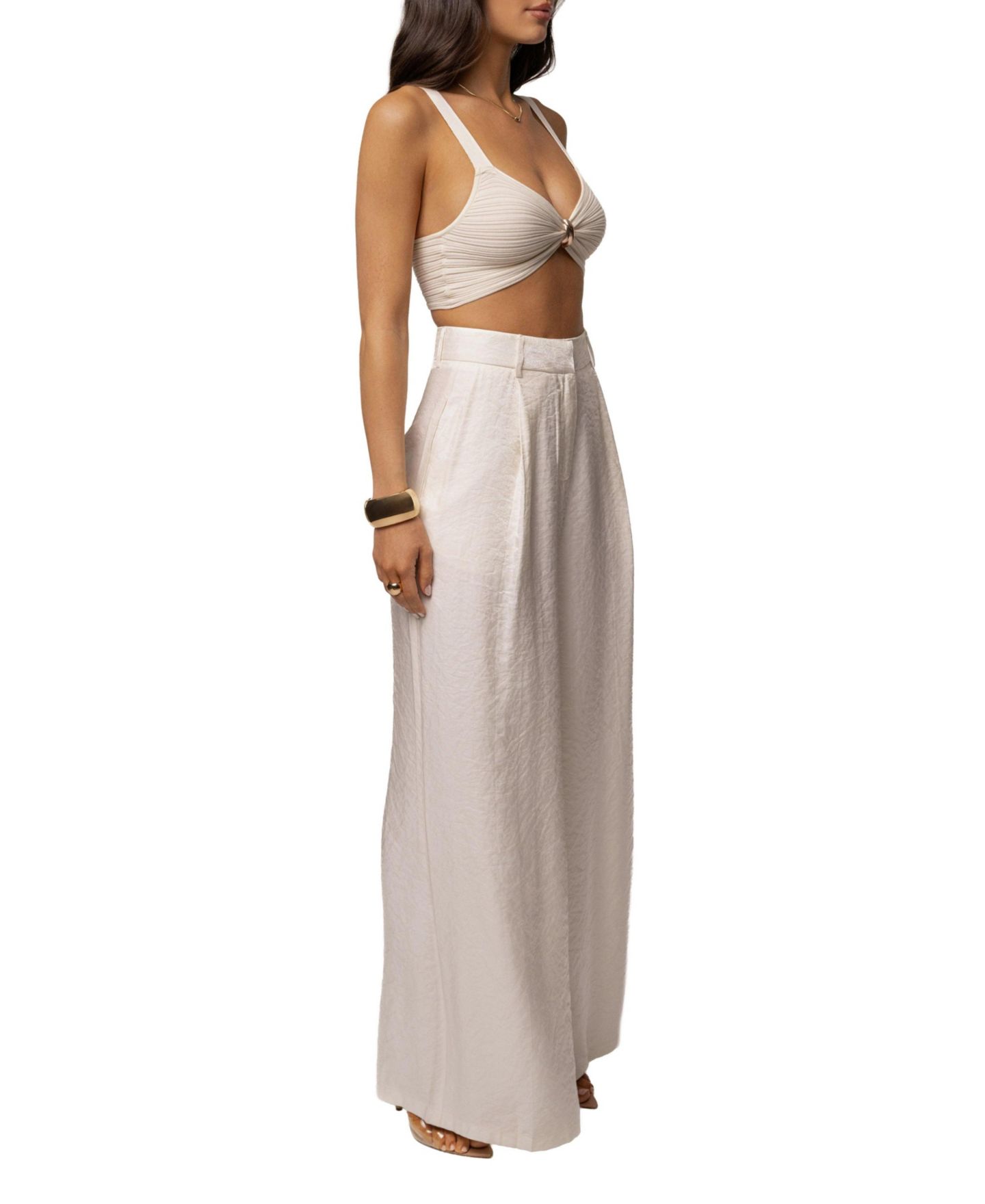 Женские брюки JLUXLABEL Monaco Wide Leg Pant, цвет: Слоновая кость — фото 8