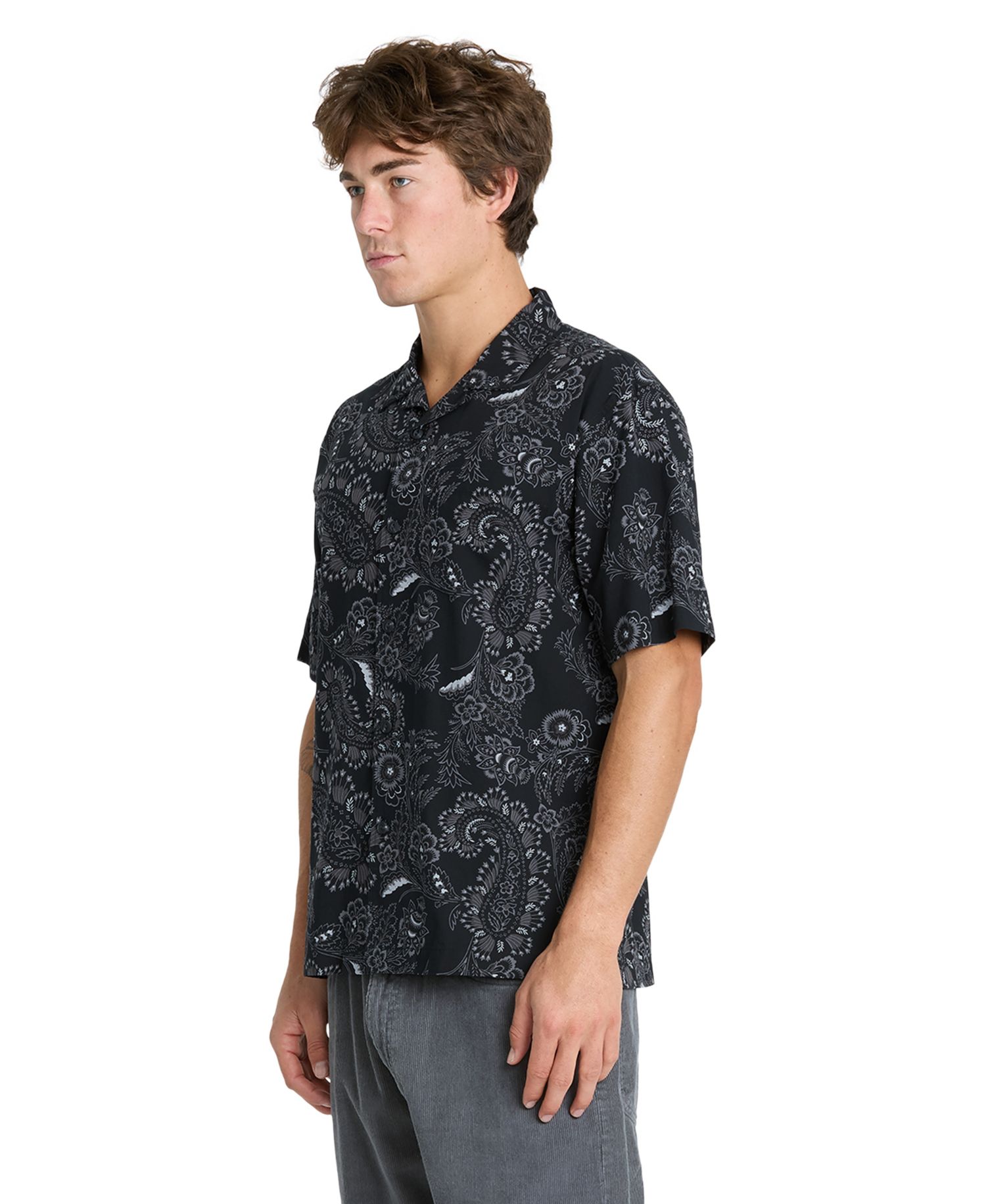 Men's Cotton Viscose Blend Collared Button-Up Shirt