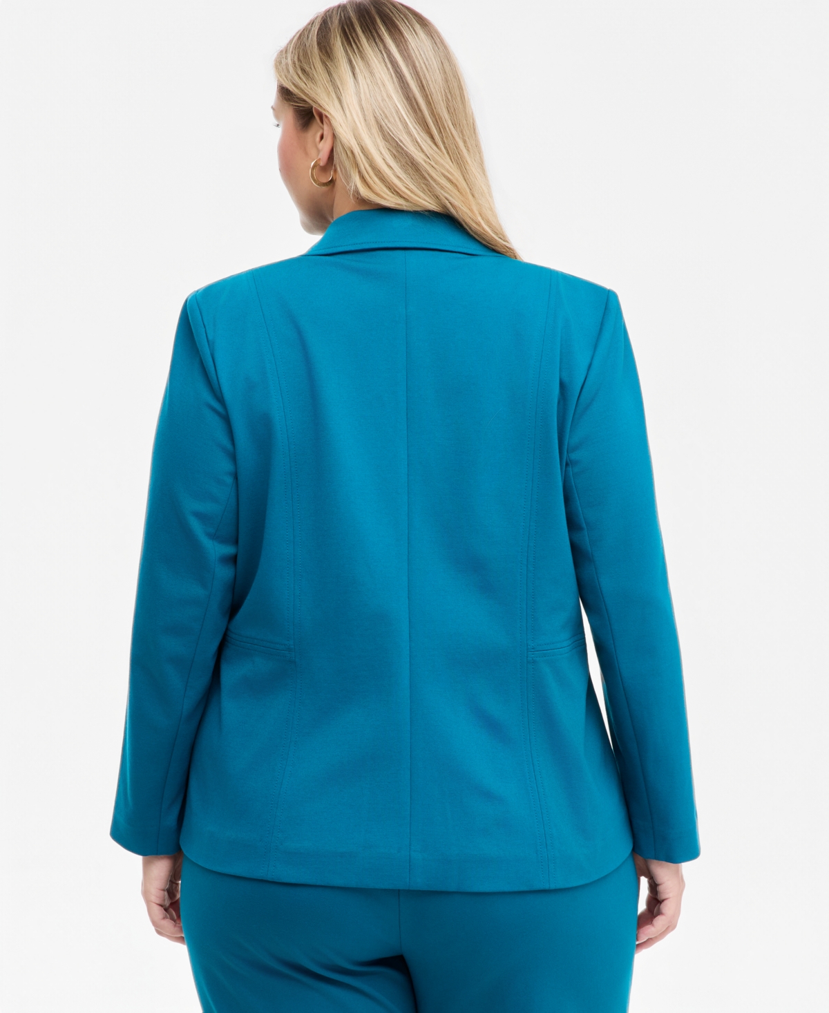 Kasper Plus Notch-Collar Single-Button Blazer