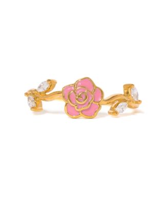 Gold-Plated Crystal Rosebud Ring