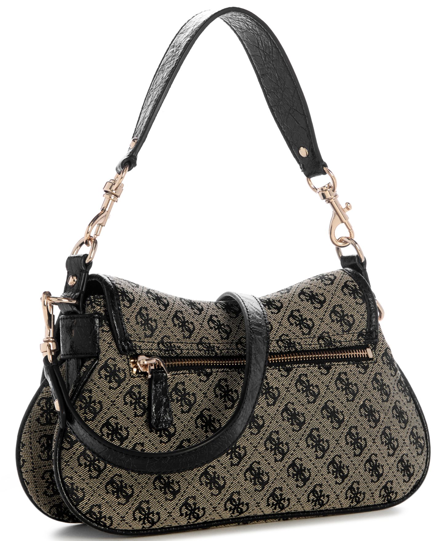 Женская сумка GUESS Samantha Small Flap Shoulder Handbag, цвет: Чёрный — фото 2