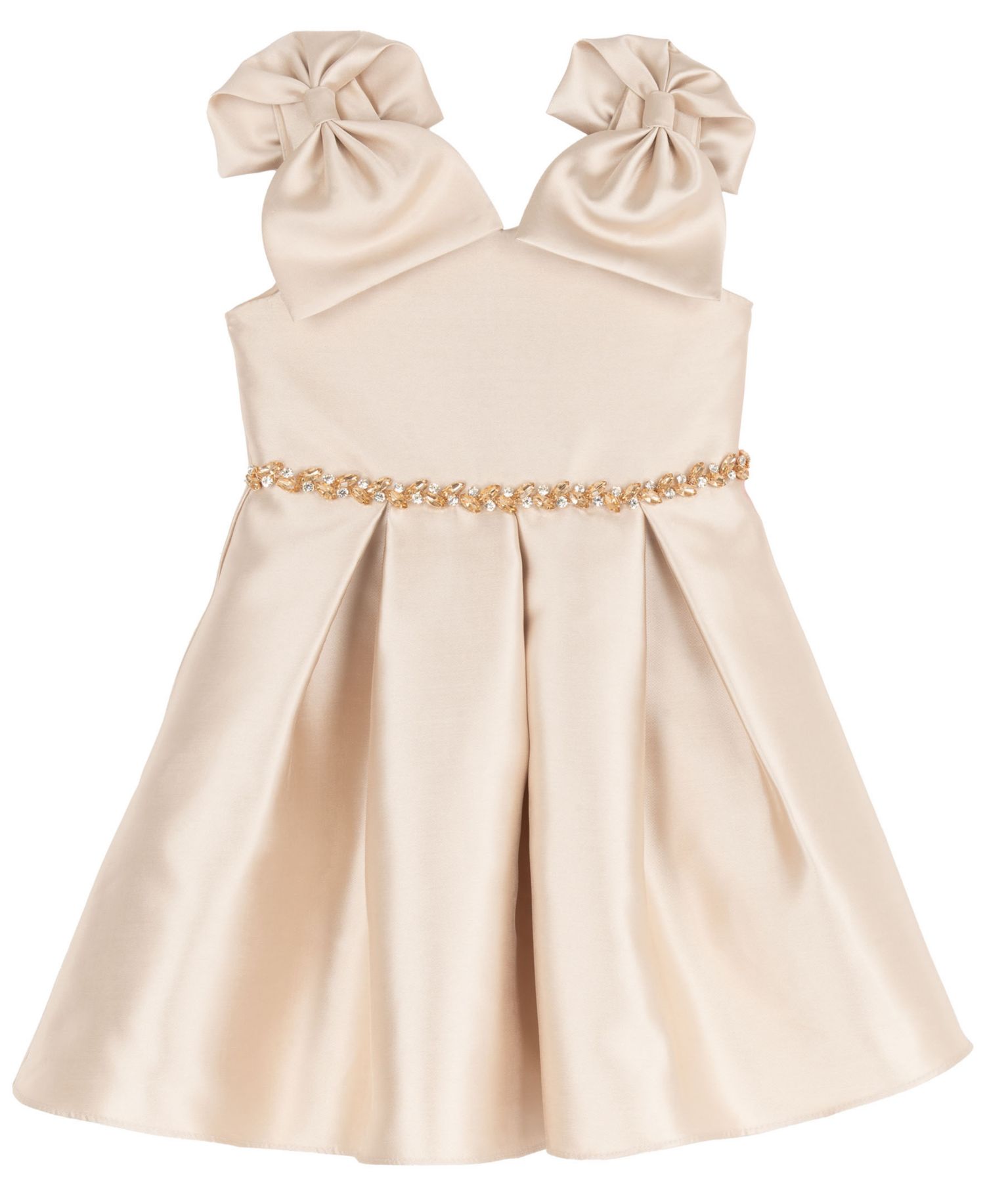 Girls' 2T-6X Mikado Bow Shoulder Pleated Dress