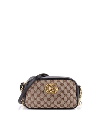 Small GG Marmont Shoulder Bag Diagonal Quilted GG Canvas with Leather