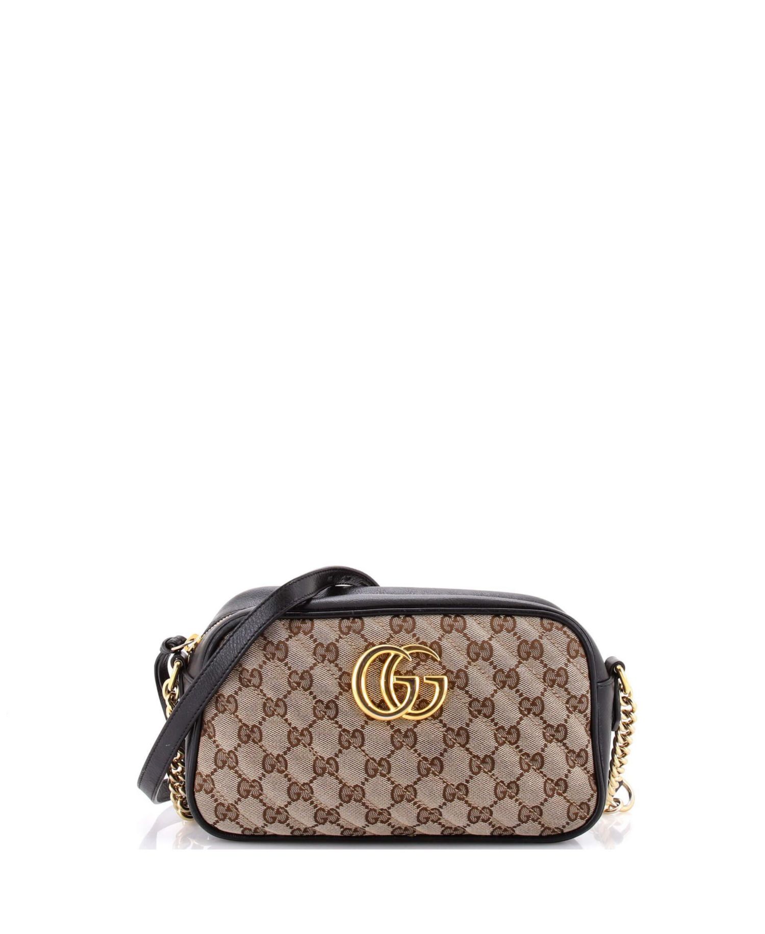 Small GG Marmont Shoulder Bag Diagonal Quilted GG Canvas with Leather