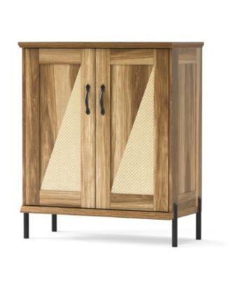 Farmhouse Shoe Cabinet 5-Tier with Woven Rattan Doors