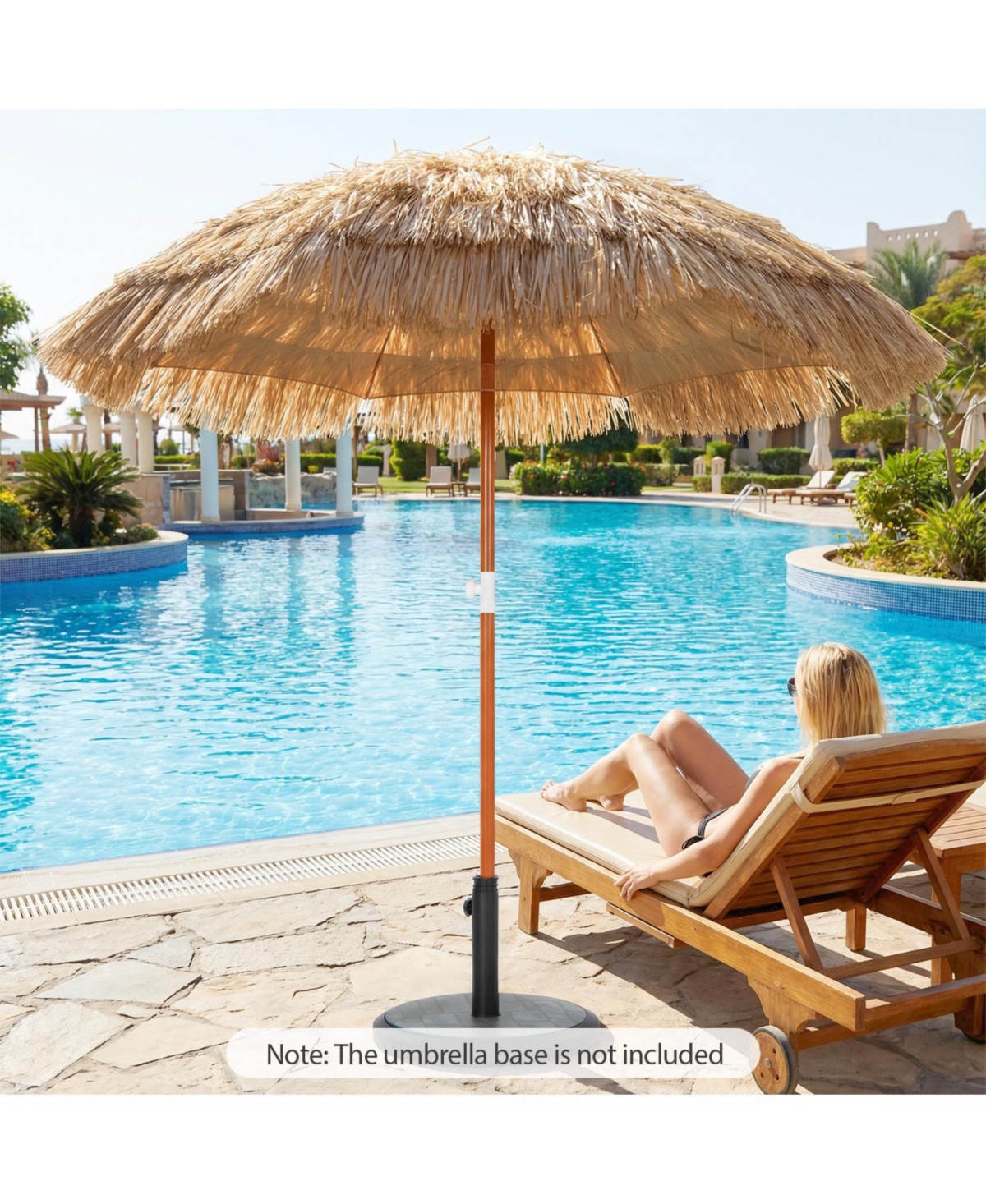 Slickblue Set of 2 Thatched Beach Umbrella with Tilt and Carrying Bag