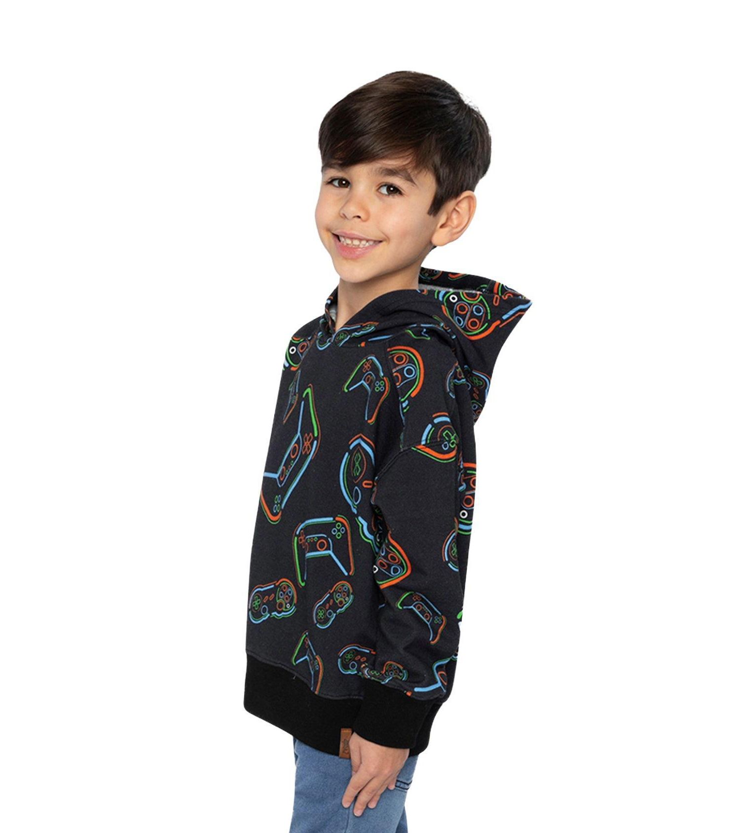 Little and Big Boy (6-12) Fleece Hooded Sweatshirt Printed Controller