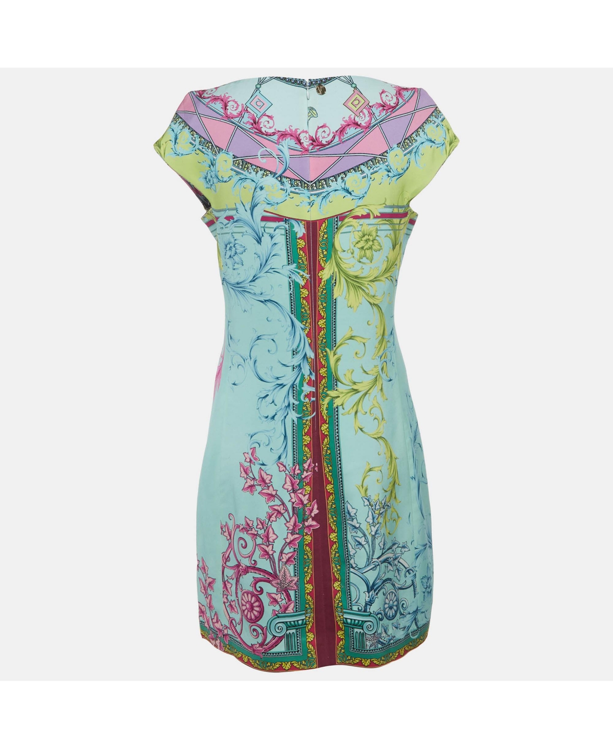 Pre-Owned Versace Women's Collection Multicolor Crepe Barocco Print Mini Dress