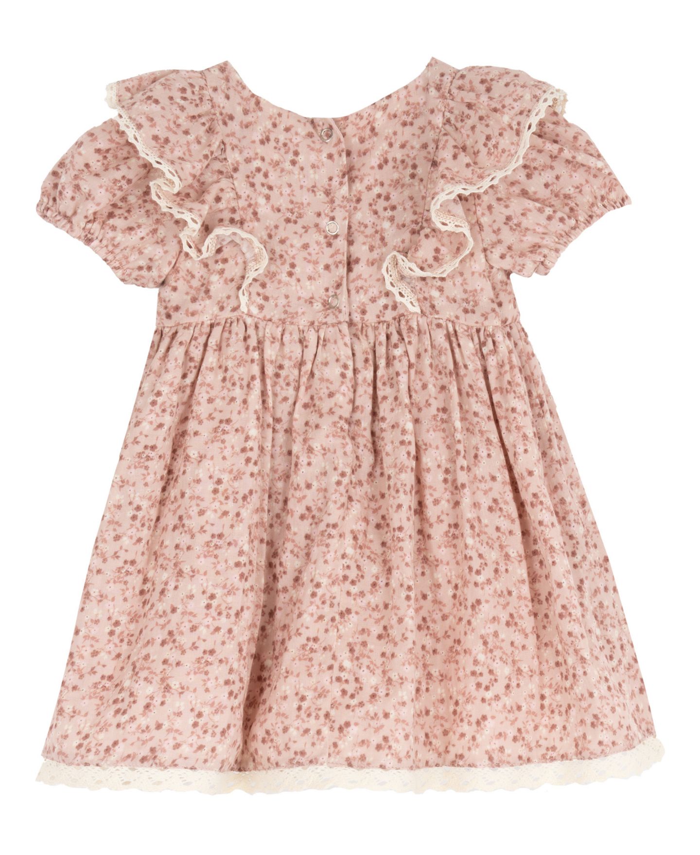 Платье Rare Editions Print Double Cotton Gauze Puff Sleeve Dress для девочек-малышей, цвет: Пудровый — фото 2