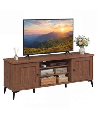 2-Door TV Stand for TVs up to 65" with 2 Storage Cabinets and 4 Adjustable Shelves