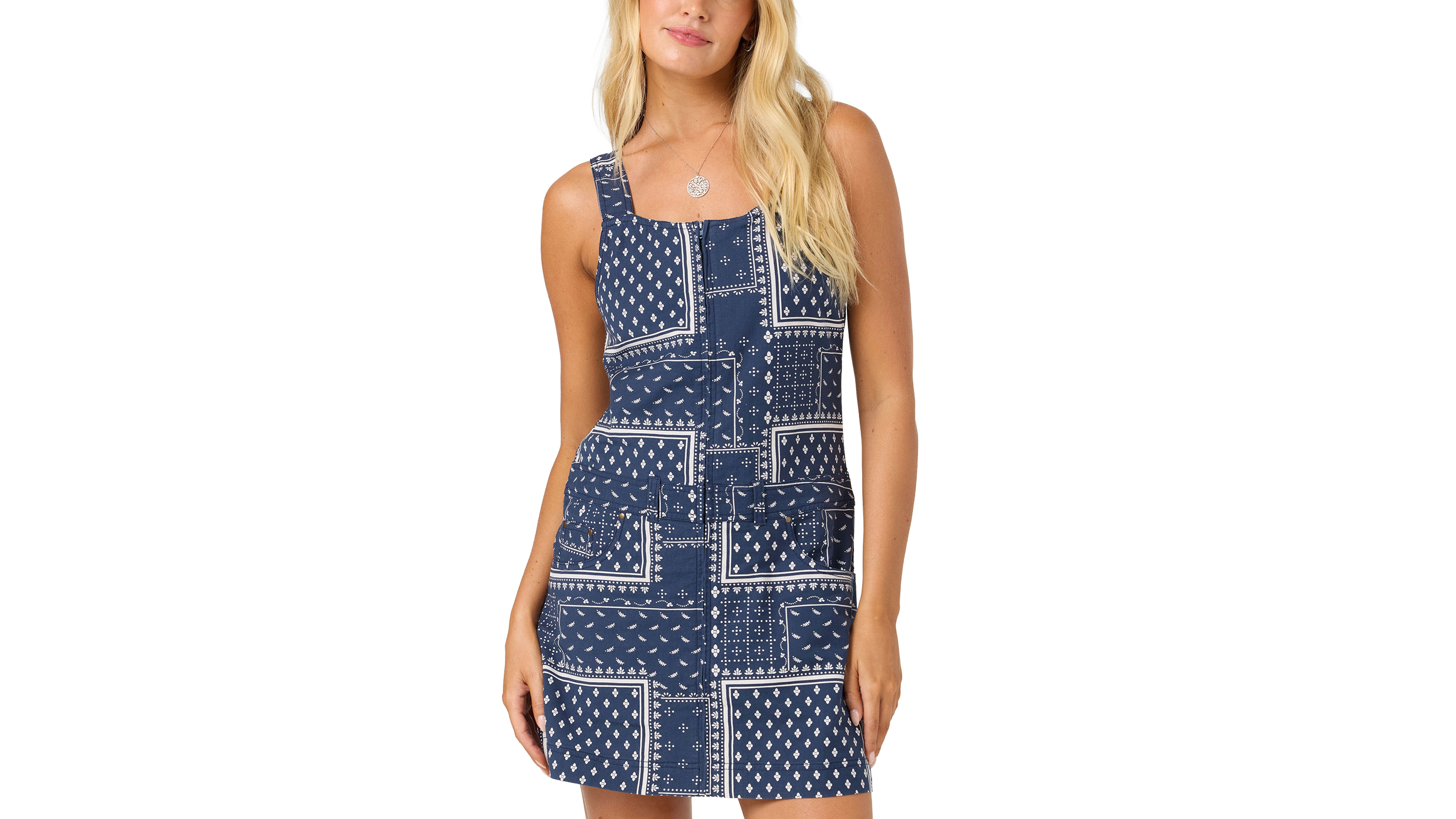 O'Neill Women's Cotton-Linen Zip-Front Short Dress