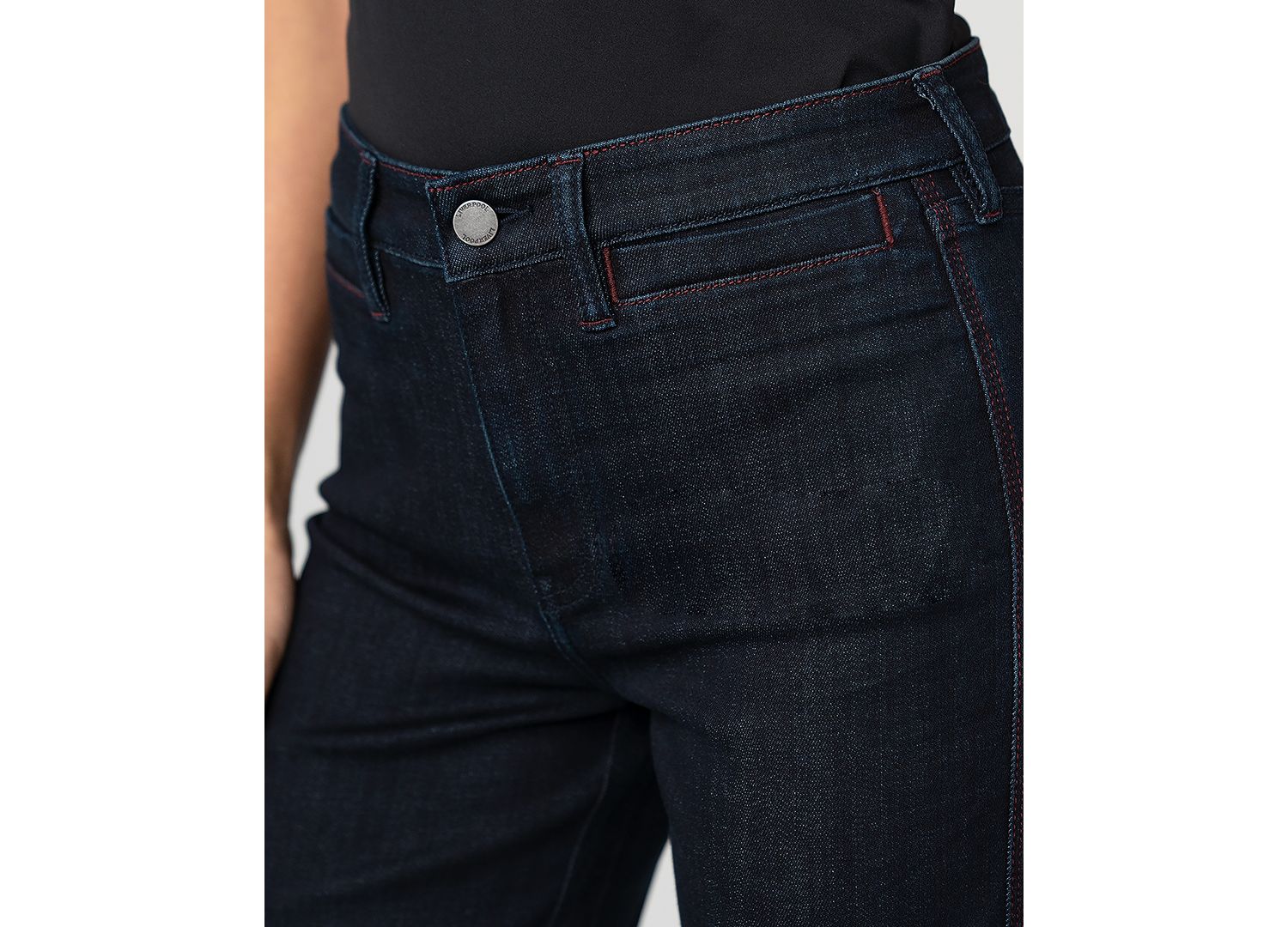 Women's Side Stitch Detail Mid-Rise Straight Jeans
