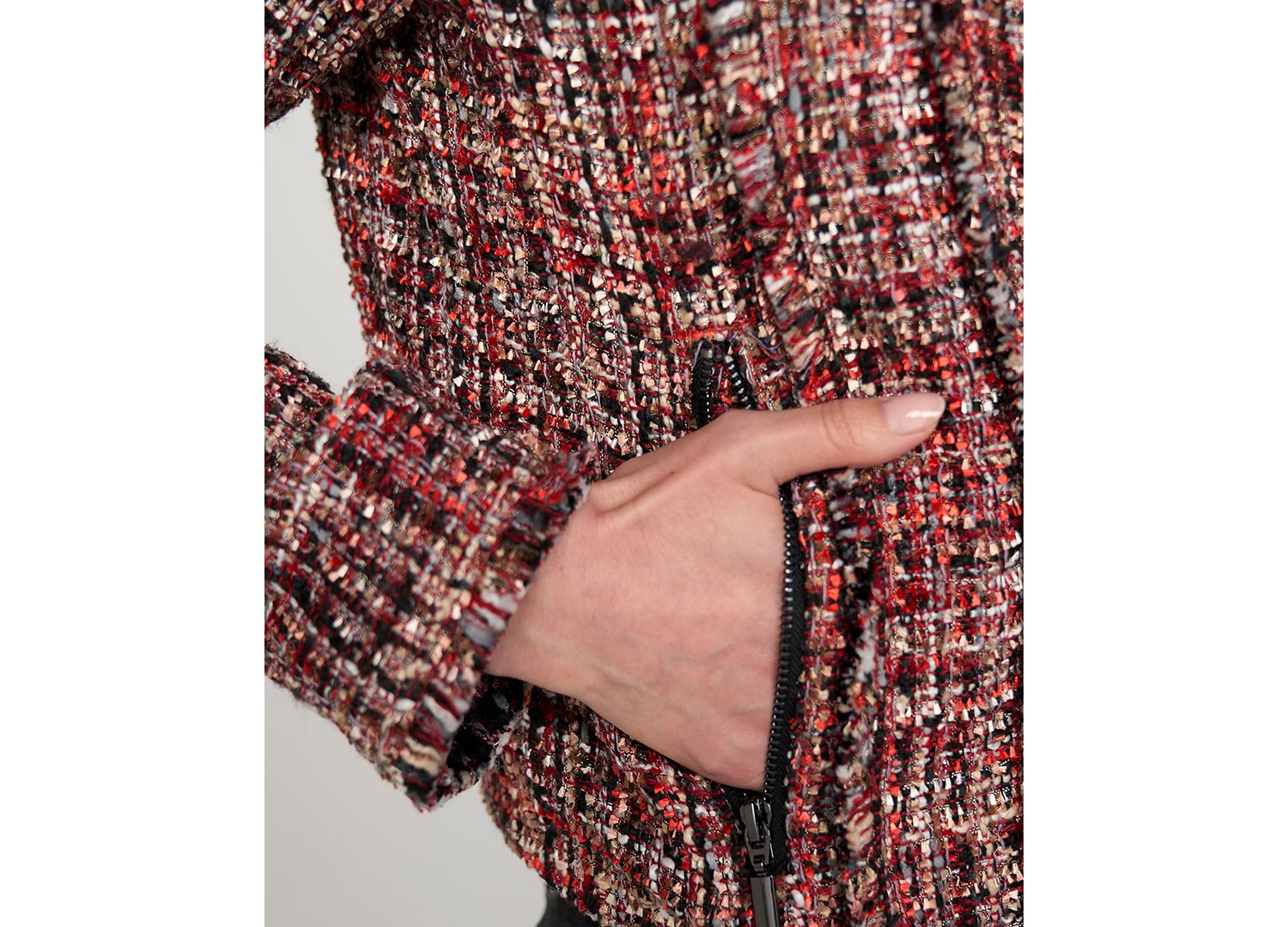 Women's Tweed Fringe Zip Jacket