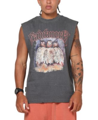Mens Birds Of Prey Muscle T-Shirt Washed Charcoal