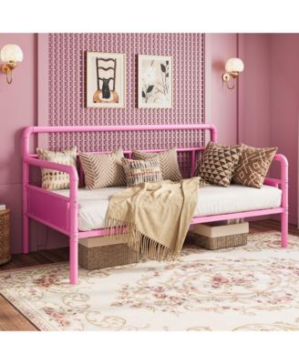 Twin Daybed, Metal Heavy Duty Sofa Bed with Classic Headboard and Steel Slats for Bedroom, Noise-Free