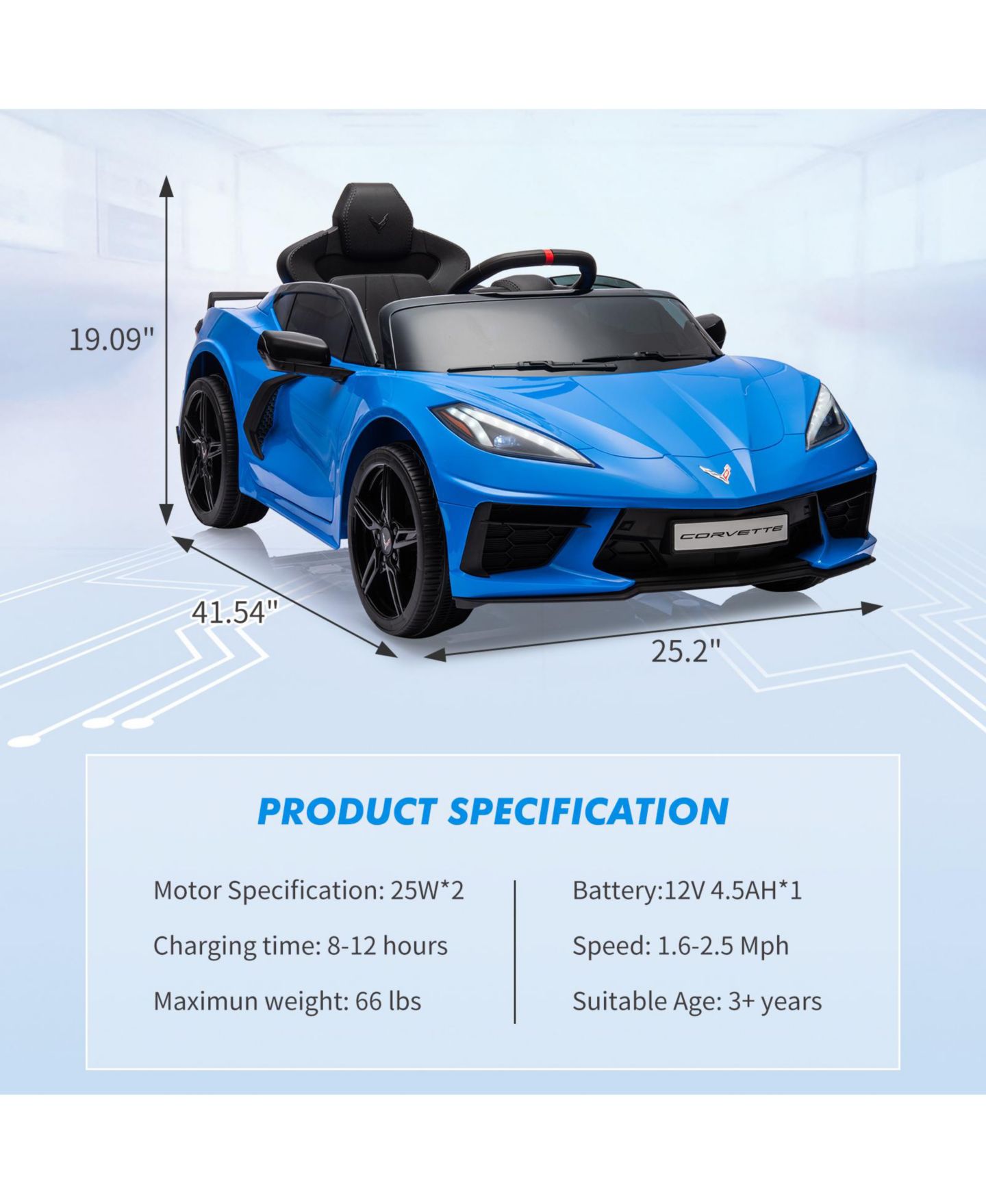 Детская игрушка homfan Sporty Car 12V Electric Remote Control Ride-On Car, 66 lbs Capacity, Ages 3+, цвет: Тёмный синий — фото 2