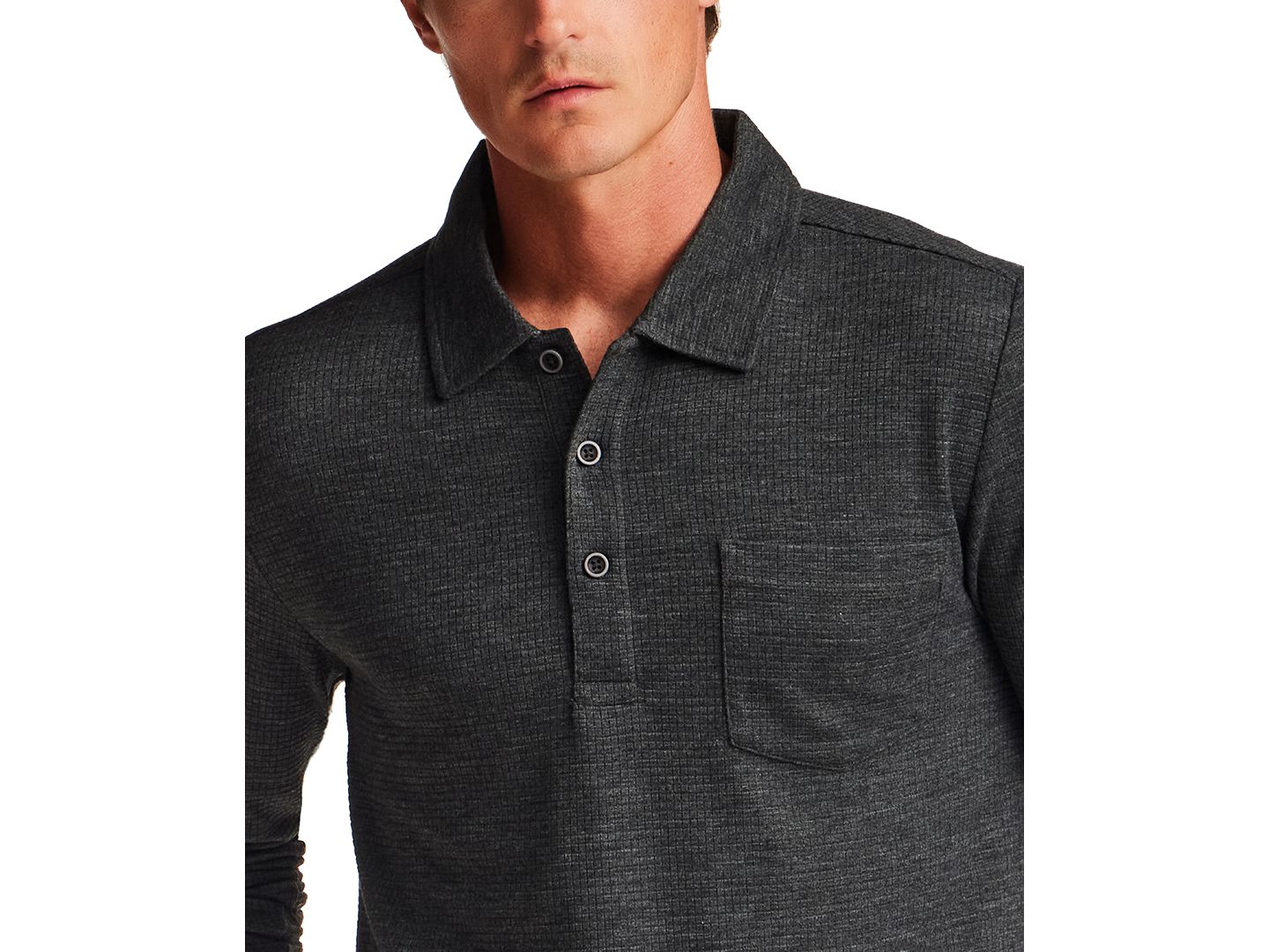 Мужское поло Weatherproof Vintage Stretch Waffle Polo Shirt, цвет: Ночной меланжевый — фото 4