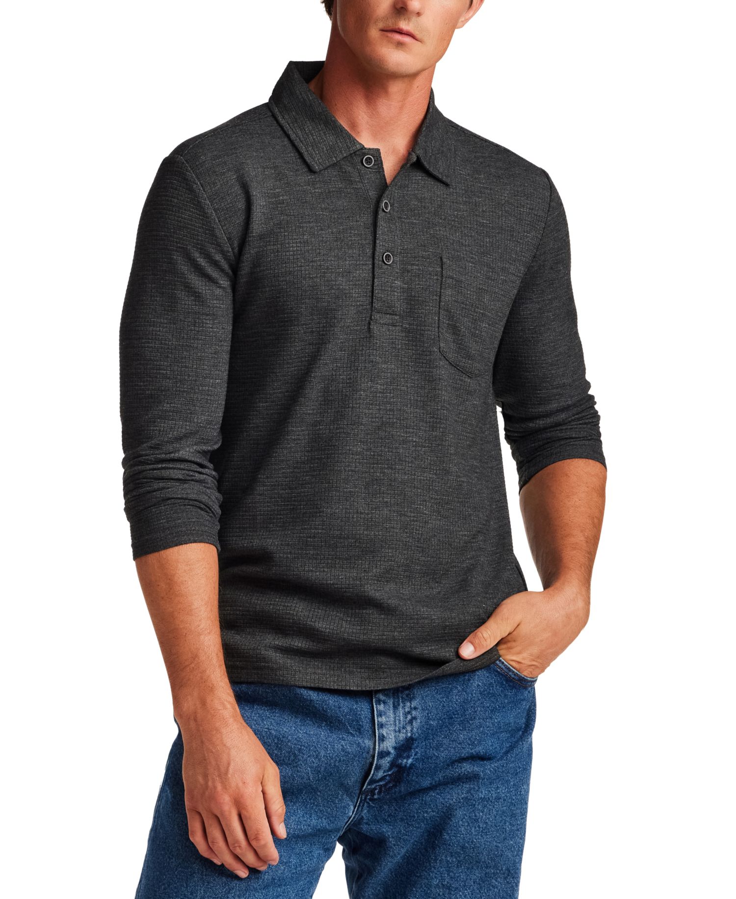 Men's Stretch Waffle Polo Shirt