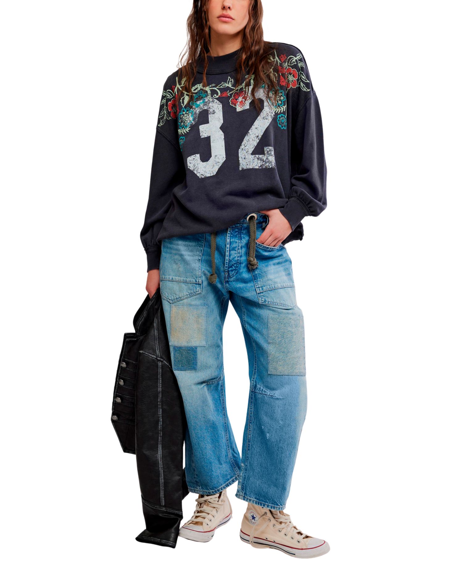 Women's Cotton Slouchy Mock-Neck Sweatshirt